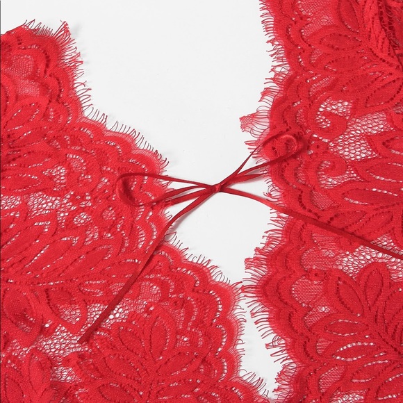 💕🆕Red lace lingerie body suit romper - Picture 2 of 7